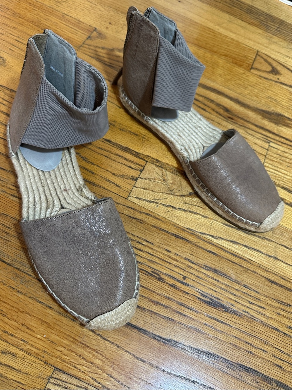 Eileen Fisher Taupe Brown Espadrille Ankle-Wrap Sandals